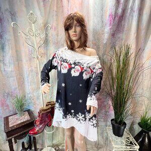 📌Nextmia Crescent Tunic Top Christmas Santa Claus Party Top - Off Shoulder